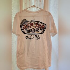 Men's medium short-sleeve white t-shirt, Ron Jon, fish, surf, salt life, cotton